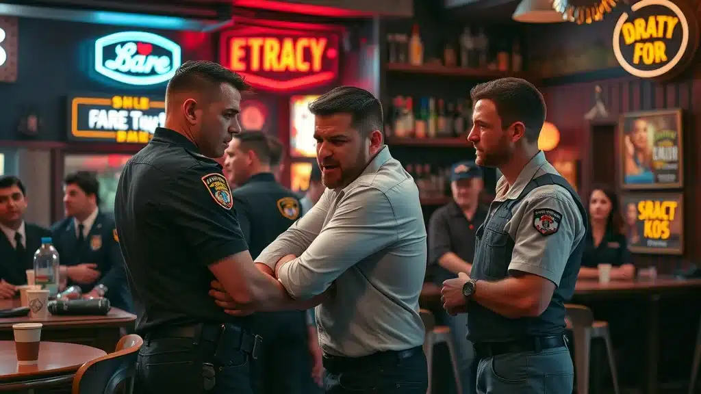 bar fight in SC — security personnel defusing tension, battery incident prevention