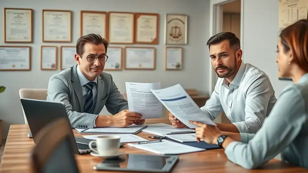 Professional South Carolina business owners reviewing liability insurance documents—general liability and liquor liability considerations