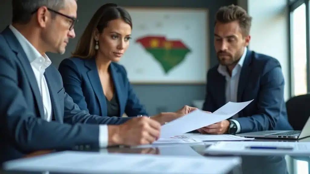 Professional insurance representative and restaurant owner discussing South Carolina liquor liability