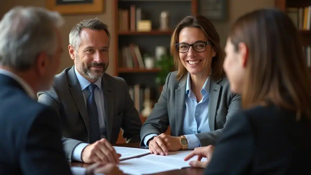 South Carolina bar owner consulting attorney about liquor liability insurance and compliance in a professional office