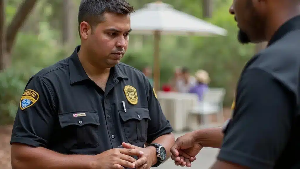South Carolina outdoor bar event security staff ID checking palmetto trees