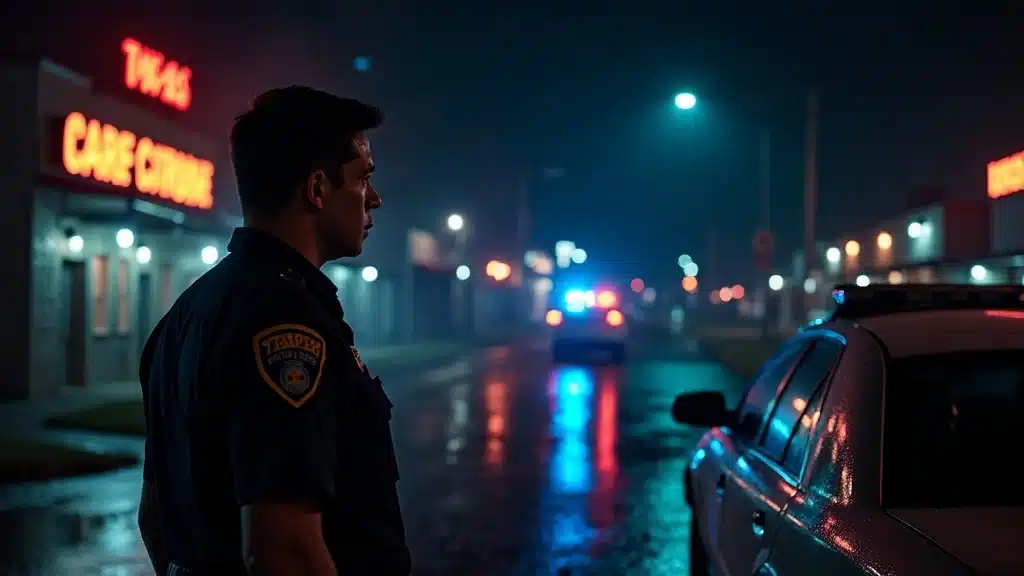 South Carolina dram shop law and drunk driving accident, night scene with police lights