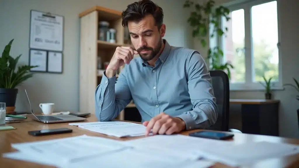 South Carolina business owner reviewing liquor license paperwork and certifications. what to know about liquor license regulations sc