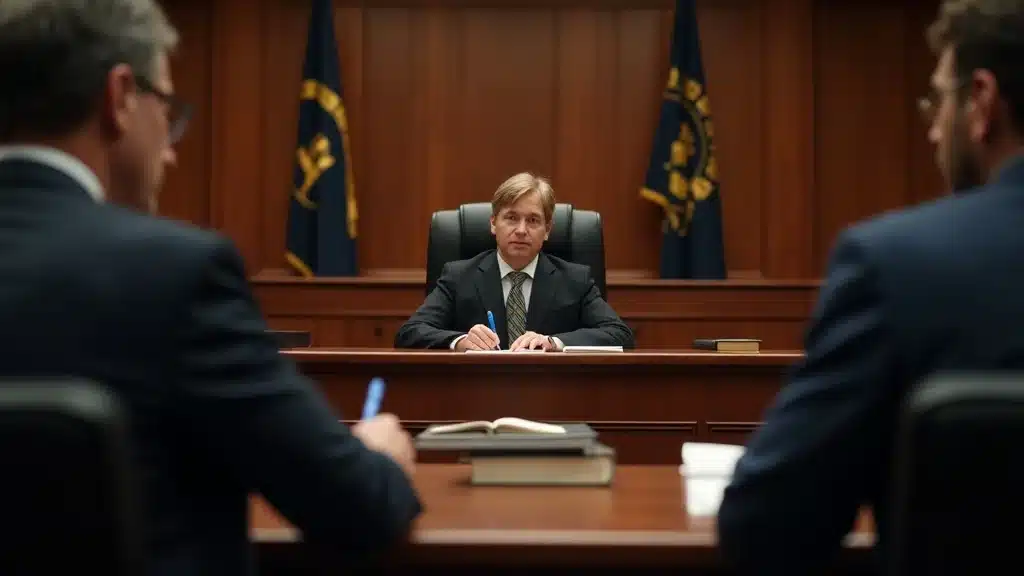 South Carolina courtroom scene with attorneys, judge, and witness during liquor liability trial.
