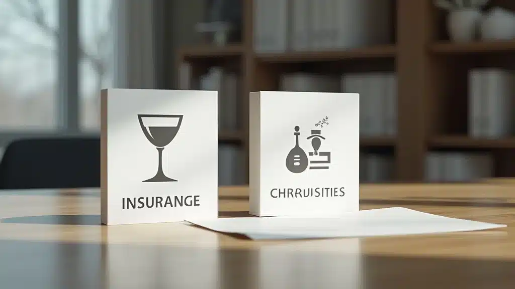 Comparing liquor liability insurance and general liability insurance documents in a South Carolina office.