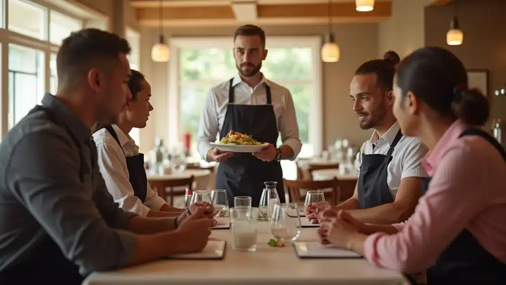 South Carolina restaurant staff members in server training for liquor liability prevention.
