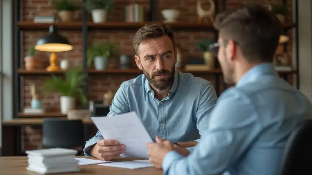 South Carolina business owner and insurance agent reviewing liquor liability policies.