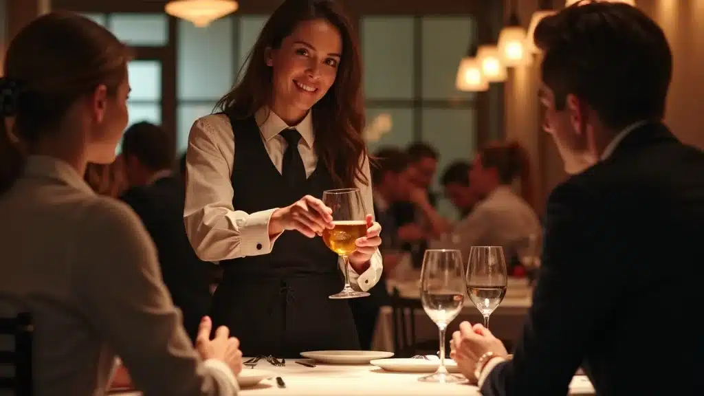 supportive server responsibly refusing alcohol to intoxicated guest